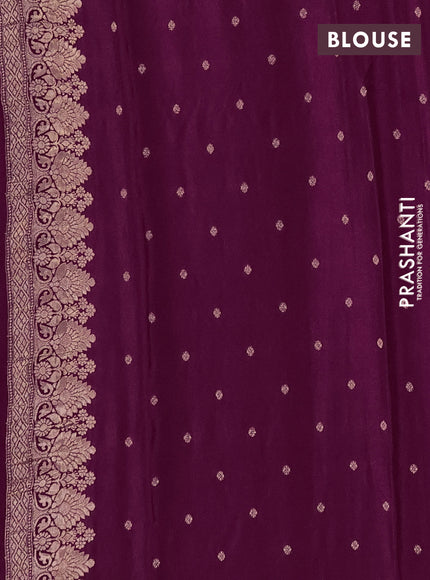 Semi mysore silk saree wine shade with allover zari woven buttas and zari woven border
