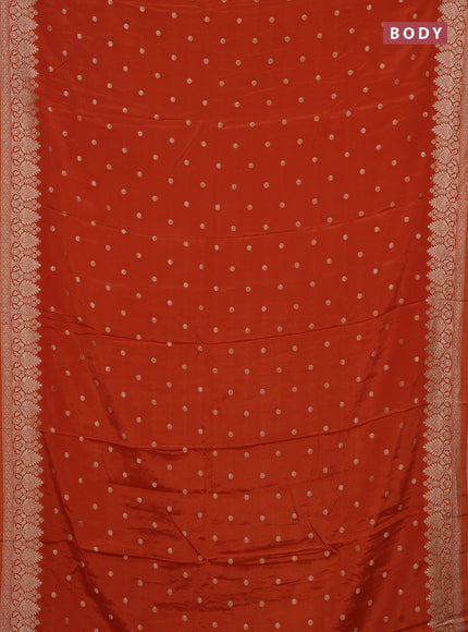 Semi mysore silk saree rust shade with allover zari woven buttas and zari woven border