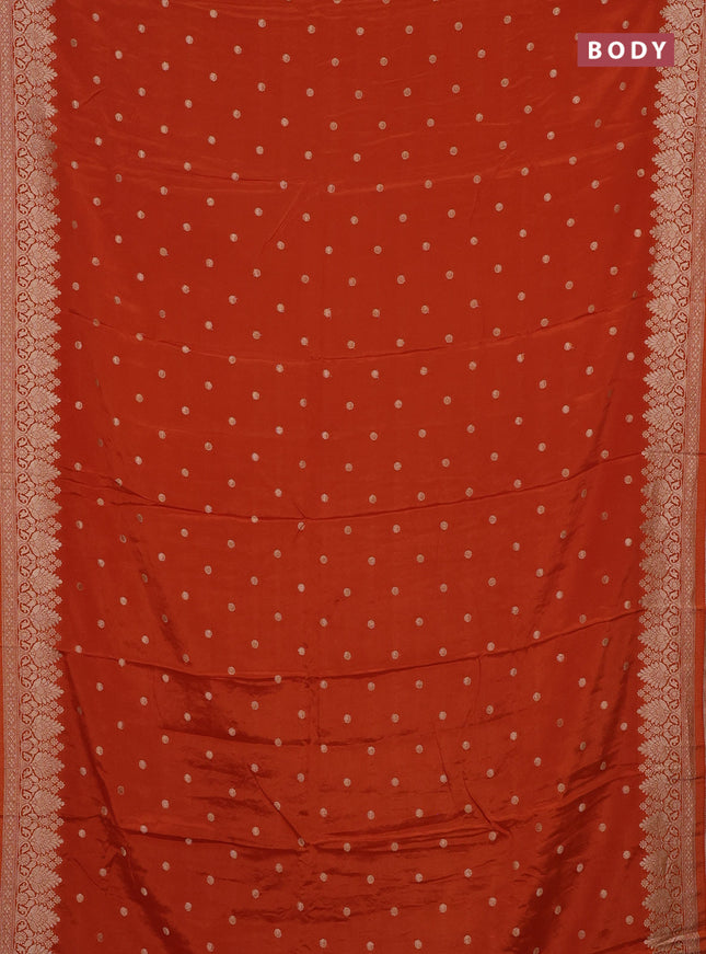 Semi mysore silk saree rust shade with allover zari woven buttas and zari woven border
