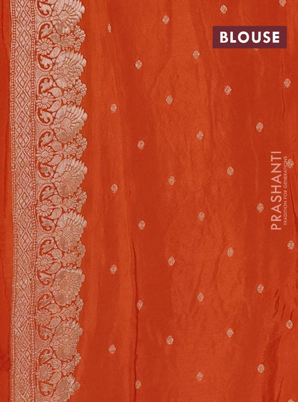 Semi mysore silk saree rust shade with allover zari woven buttas and zari woven border