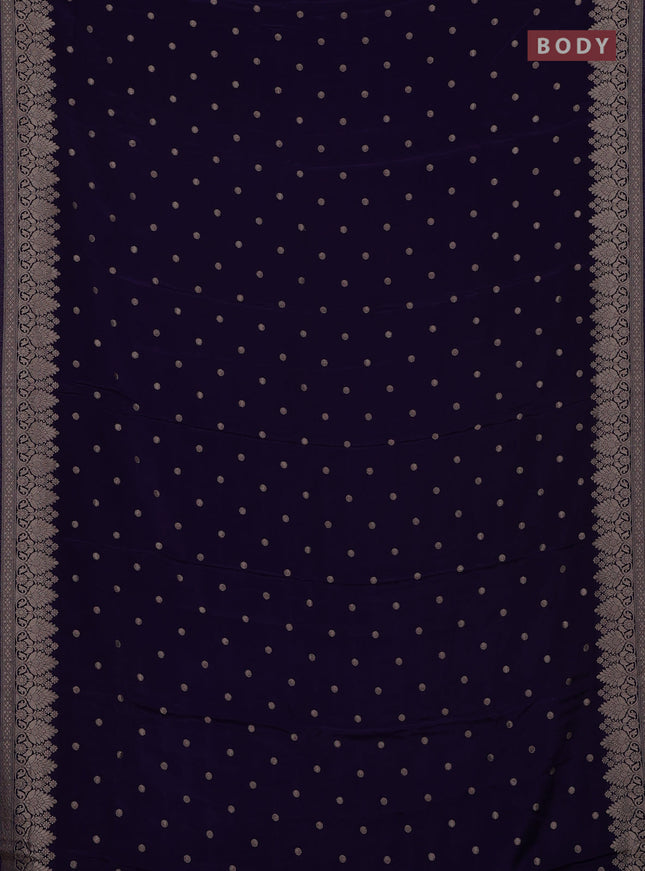 Semi mysore silk saree deep violet with allover zari woven buttas and zari woven border