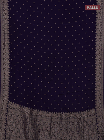 Semi mysore silk saree deep violet with allover zari woven buttas and zari woven border