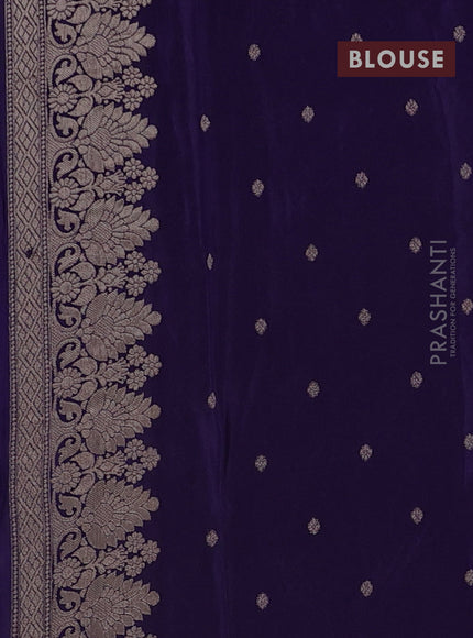 Semi mysore silk saree deep violet with allover zari woven buttas and zari woven border