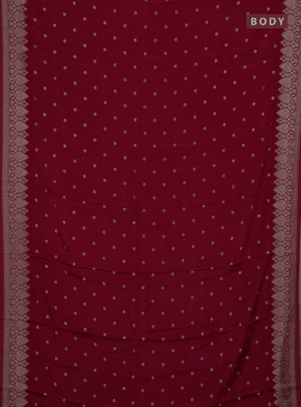 Semi mysore silk saree red with allover zari woven buttas and zari woven border