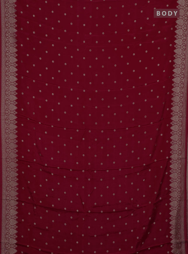Semi mysore silk saree red with allover zari woven buttas and zari woven border