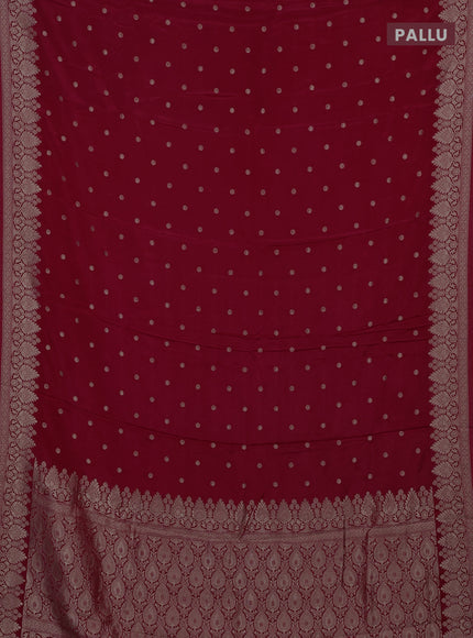 Semi mysore silk saree red with allover zari woven buttas and zari woven border