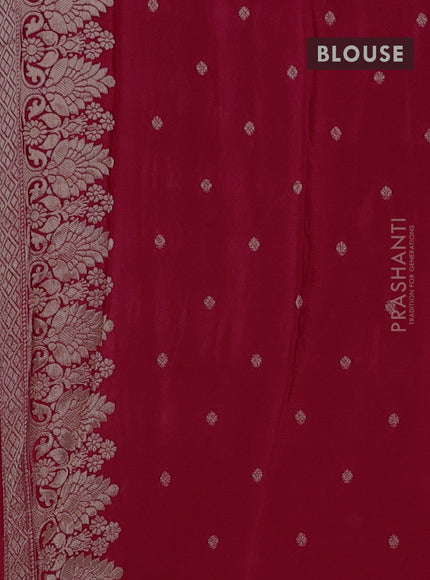 Semi mysore silk saree red with allover zari woven buttas and zari woven border