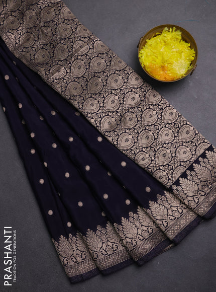Semi mysore silk saree deep jamun with allover zari woven buttas and zari woven border