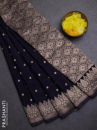 Semi mysore silk saree deep jamun with allover zari woven buttas and zari woven border