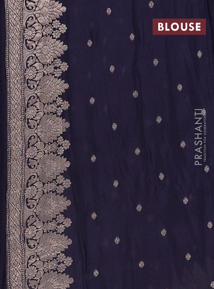 Semi mysore silk saree deep jamun with allover zari woven buttas and zari woven border