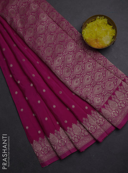 Semi mysore silk saree pink with allover zari woven buttas and zari woven border