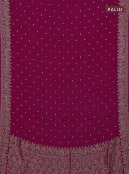 Semi mysore silk saree pink with allover zari woven buttas and zari woven border