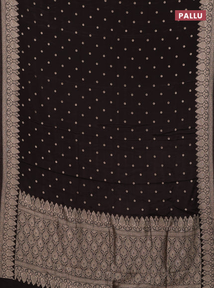 Semi mysore silk saree coffee brown with allover zari woven buttas and zari woven border