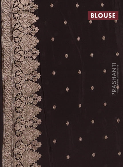 Semi mysore silk saree coffee brown with allover zari woven buttas and zari woven border