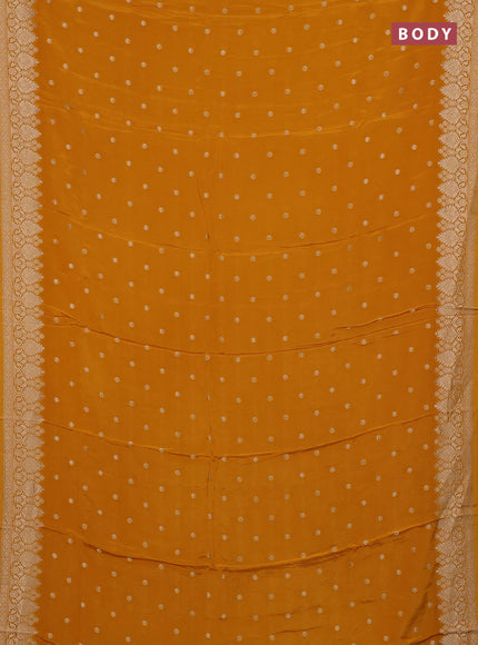 Semi mysore silk saree mustard yellow with allover zari woven buttas and zari woven border