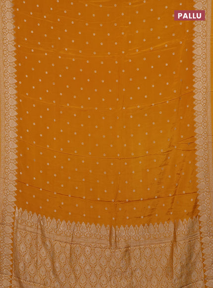 Semi mysore silk saree mustard yellow with allover zari woven buttas and zari woven border