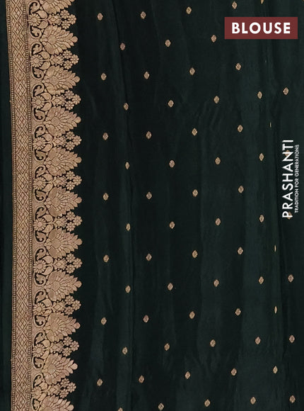Semi mysore silk saree bottle green with allover zari woven buttas and zari woven border