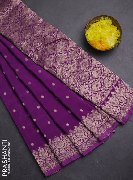 Semi mysore silk saree mild purple with allover zari woven buttas and zari woven border