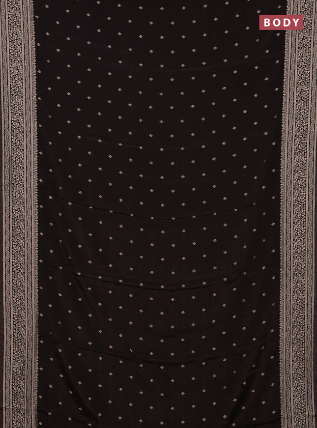 Semi mysore silk saree coffee brown with allover zari woven buttas and zari woven border