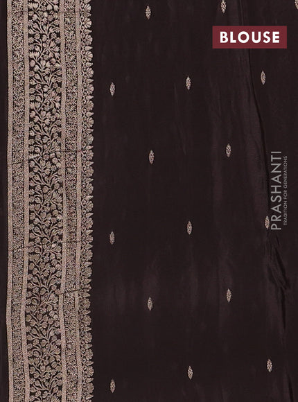 Semi mysore silk saree coffee brown with allover zari woven buttas and zari woven border
