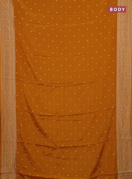Semi mysore silk saree mustard yellow with allover zari woven buttas and zari woven border