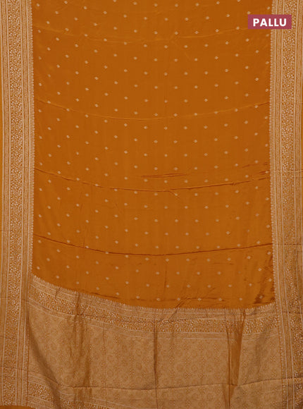 Semi mysore silk saree mustard yellow with allover zari woven buttas and zari woven border