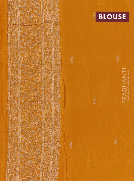 Semi mysore silk saree mustard yellow with allover zari woven buttas and zari woven border