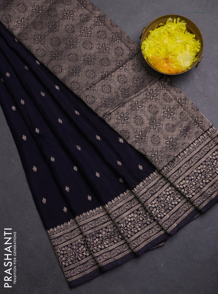 Semi mysore silk saree deep jamun with allover zari woven buttas and zari woven border