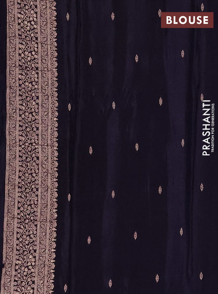 Semi mysore silk saree deep jamun with allover zari woven buttas and zari woven border