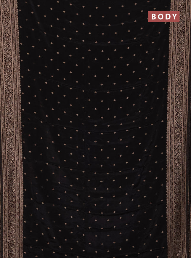 Semi mysore silk saree black with allover zari woven buttas and zari woven border