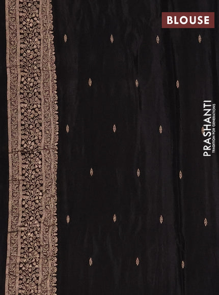 Semi mysore silk saree black with allover zari woven buttas and zari woven border