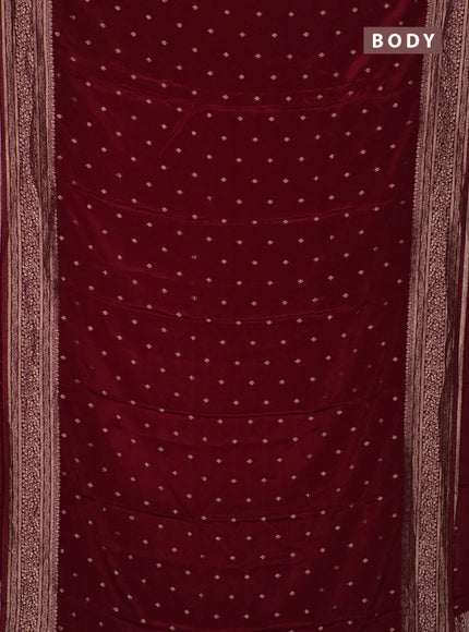 Semi mysore silk saree red with allover zari woven buttas and zari woven border