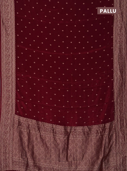 Semi mysore silk saree red with allover zari woven buttas and zari woven border