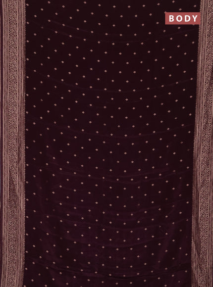 Semi mysore silk saree deep wine with allover zari woven buttas and zari woven border