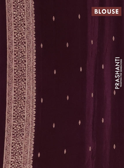 Semi mysore silk saree deep wine with allover zari woven buttas and zari woven border
