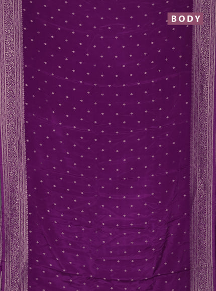 Semi mysore silk saree purple with allover zari woven buttas and zari woven border