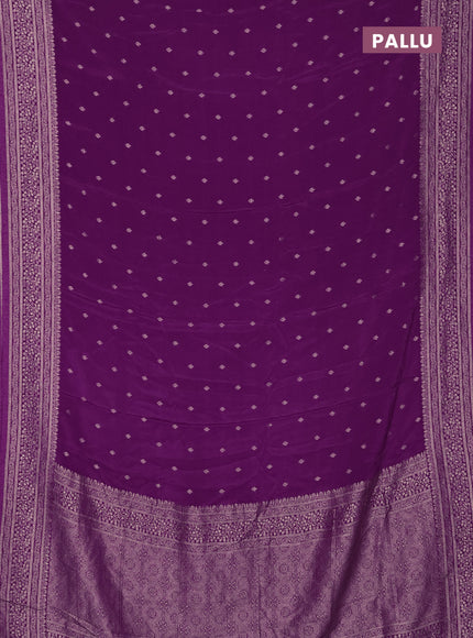 Semi mysore silk saree purple with allover zari woven buttas and zari woven border