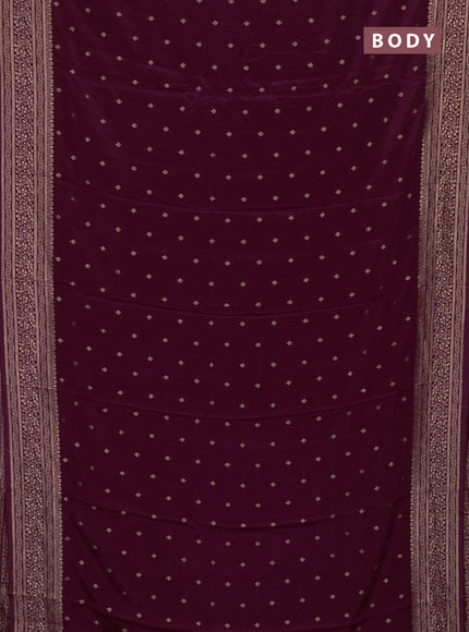 Semi mysore silk saree wine shade with allover zari woven buttas and zari woven border