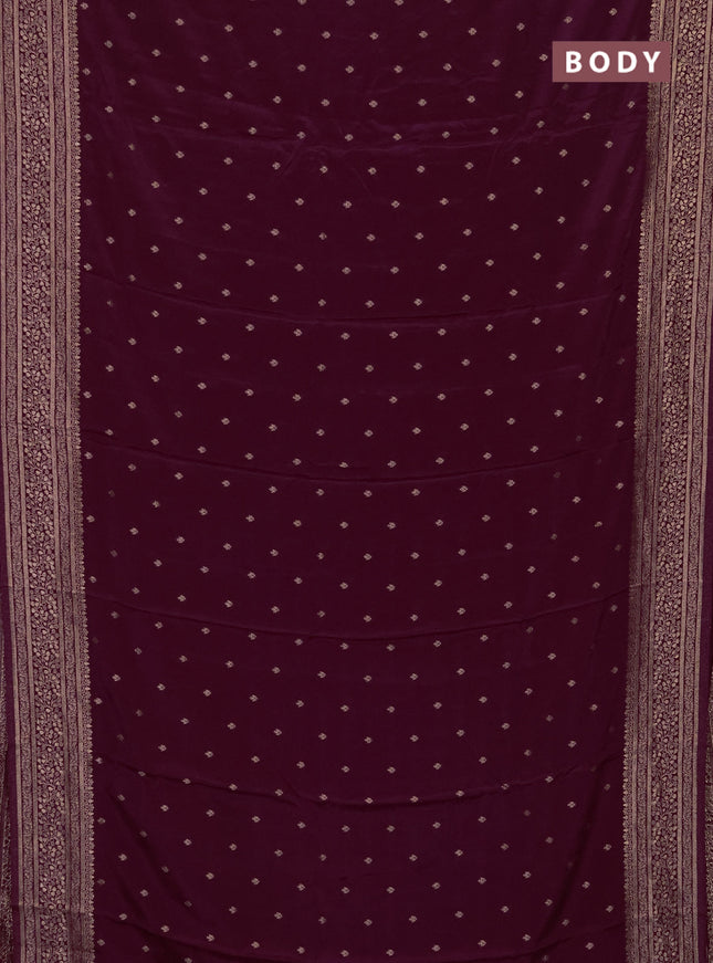 Semi mysore silk saree wine shade with allover zari woven buttas and zari woven border