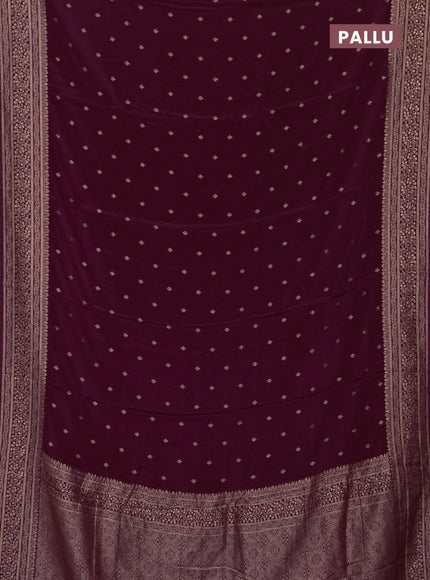 Semi mysore silk saree wine shade with allover zari woven buttas and zari woven border