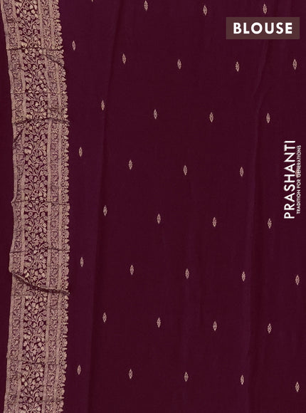 Semi mysore silk saree wine shade with allover zari woven buttas and zari woven border