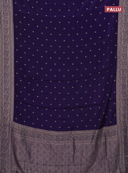 Semi mysore silk saree violet with allover zari woven buttas and zari woven border