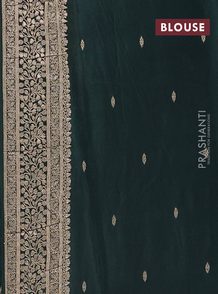 Semi mysore silk saree bottle green with allover zari woven buttas and zari woven border