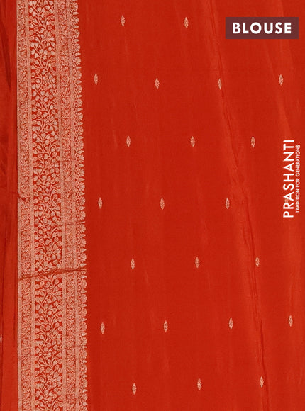 Semi mysore silk saree rust shade with allover zari woven buttas and zari woven border