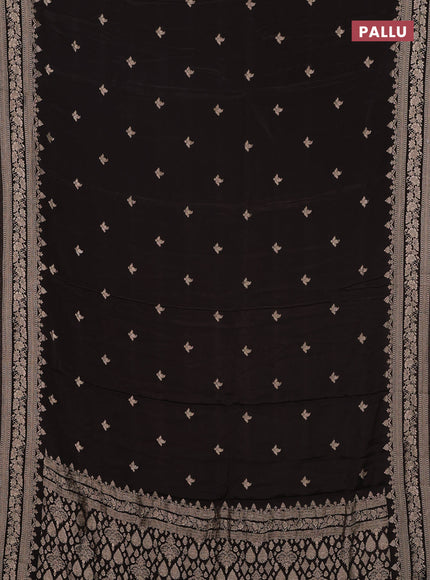 Semi mysore silk saree coffee brown with allover zari woven buttas and zari woven border