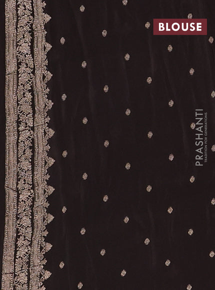 Semi mysore silk saree coffee brown with allover zari woven buttas and zari woven border