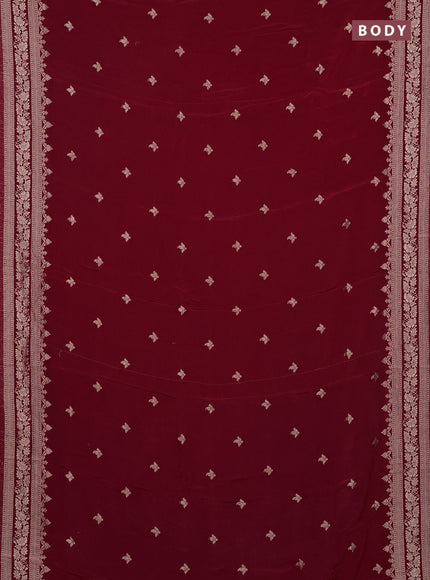Semi mysore silk saree red with allover zari woven buttas and zari woven border