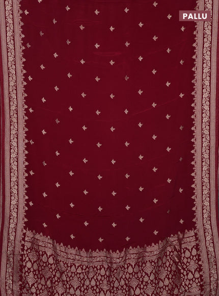 Semi mysore silk saree red with allover zari woven buttas and zari woven border
