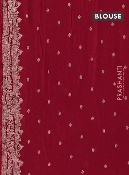 Semi mysore silk saree red with allover zari woven buttas and zari woven border