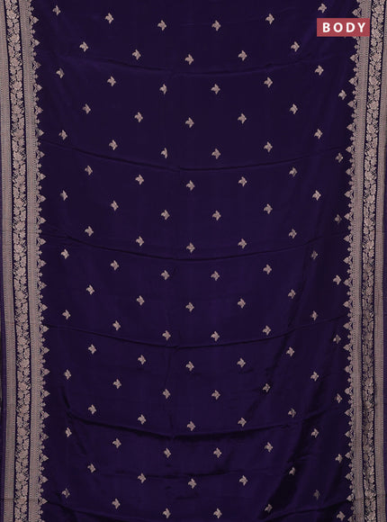 Semi mysore silk saree deep violet with allover zari woven buttas and zari woven border